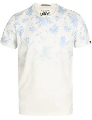 Ashville Leaf Print Crew Neck Cotton T-Shirt In Angel Falls - Tokyo Laundry
