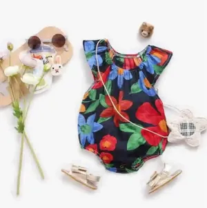 Baby Girl Cotton Bodysuit, Newborn Baby Romper