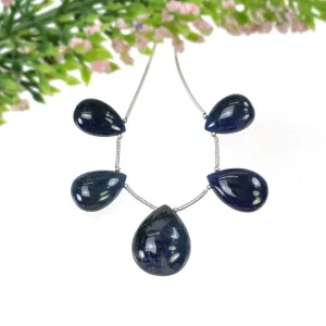 BLUE SAPPHIRE Gemstone Loose Beads : 108.90cts Natural Untreated Sapphire Plain Almond Beads 17*11.5mm - 22*17mm