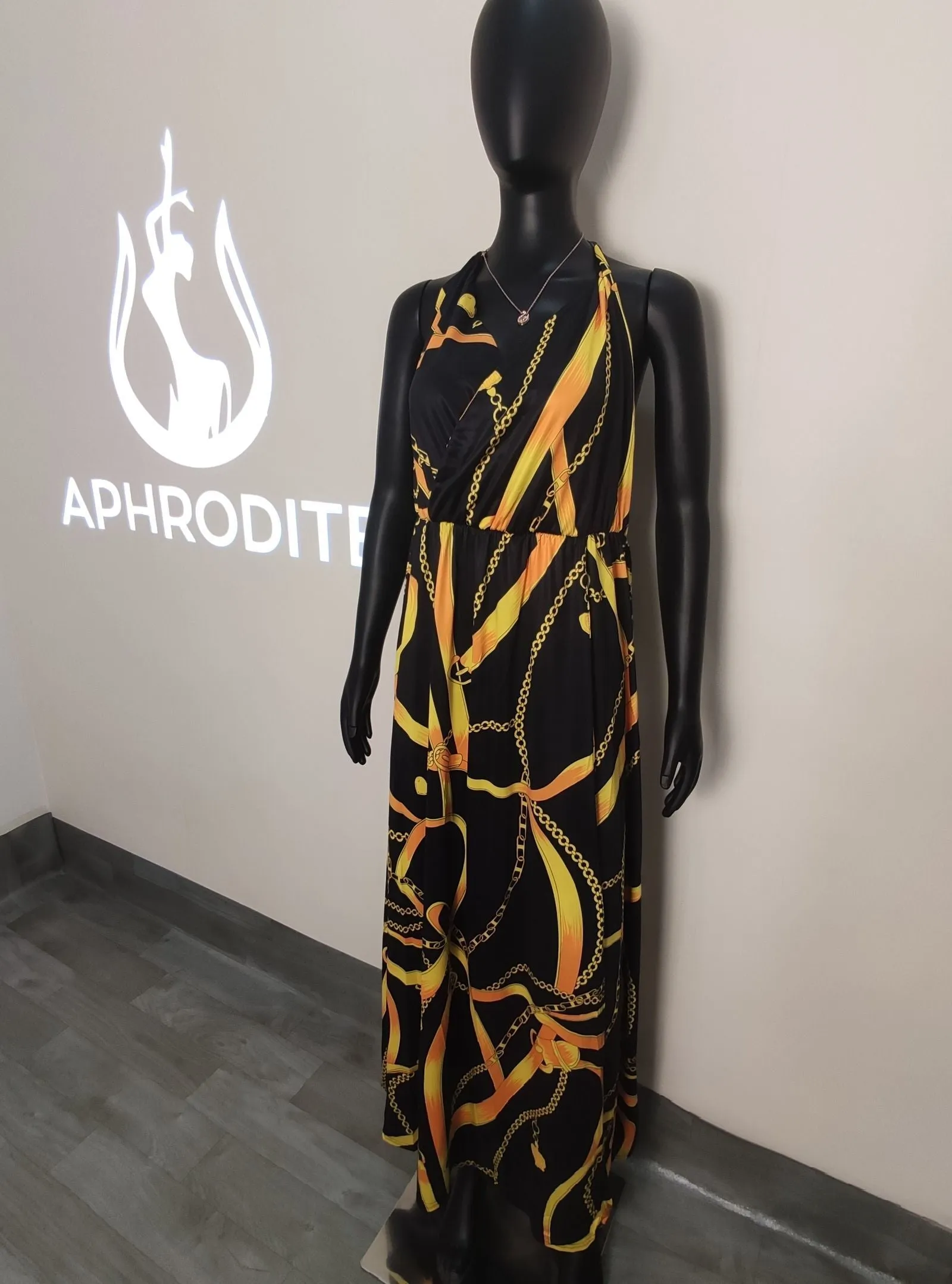 Deep V open back split gradient dress AY1136