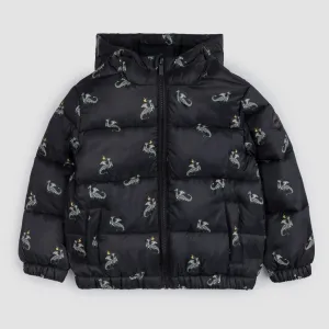 Dragon Print on Black Hooded Packable