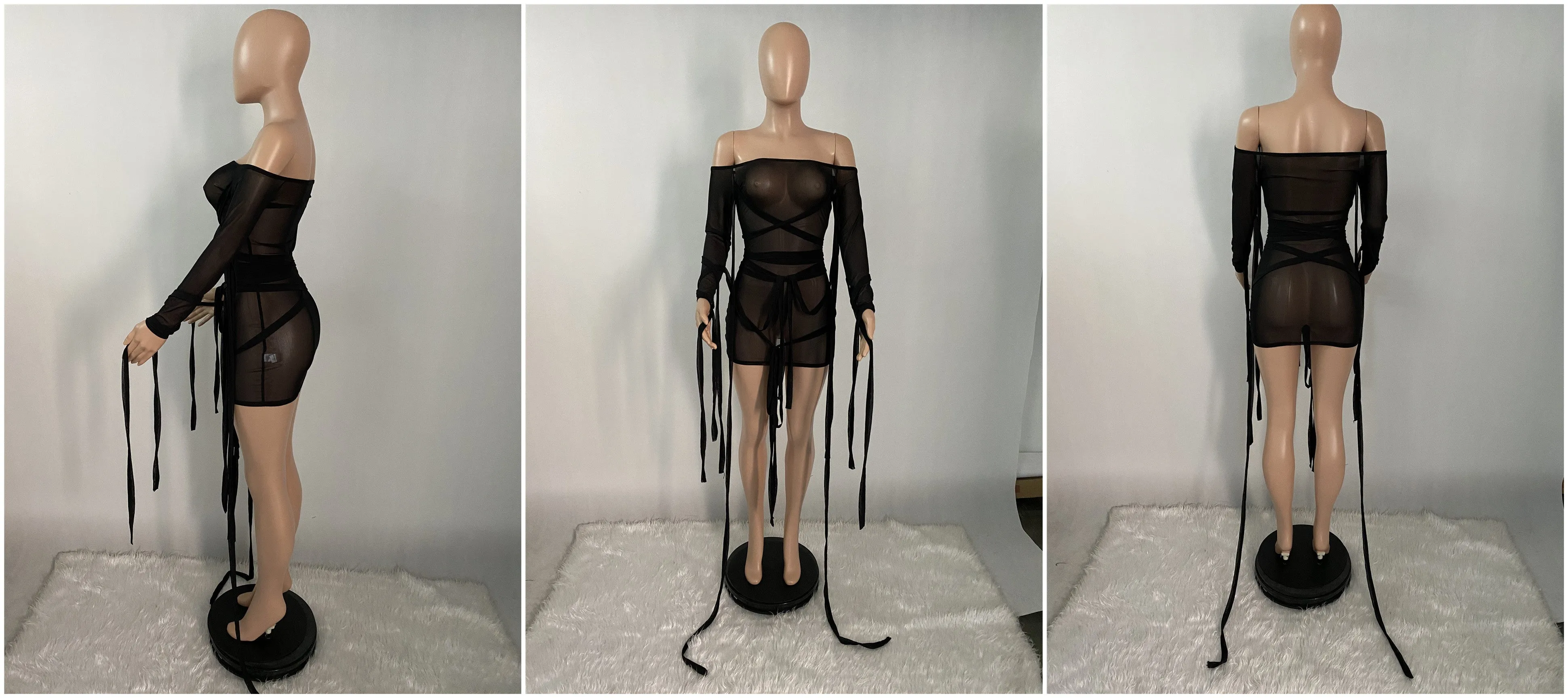 exy mesh ribbon dress ME2121