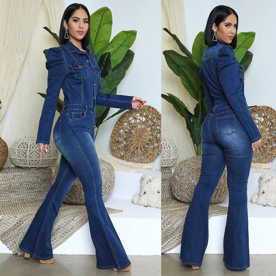 Fashion denim slim jumpsuit（AY1636）