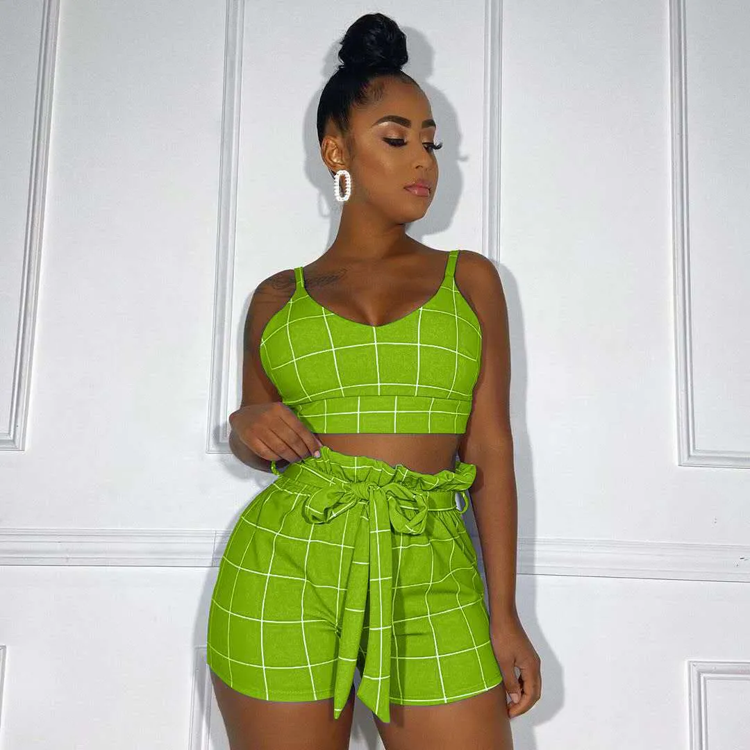 Fashion plaid sling set AY1009