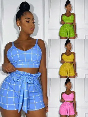 Fashion plaid sling set AY1009