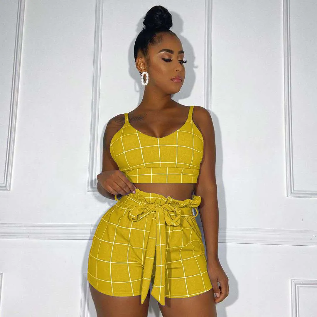 Fashion plaid sling set AY1009