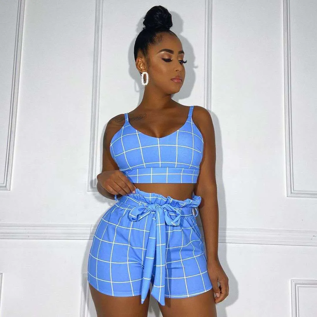 Fashion plaid sling set AY1009