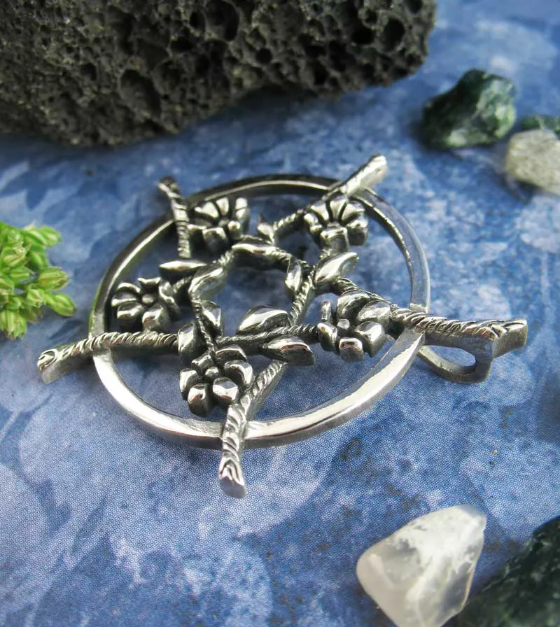 Five Flowers Hidden Pentacle Pendant, Handmade