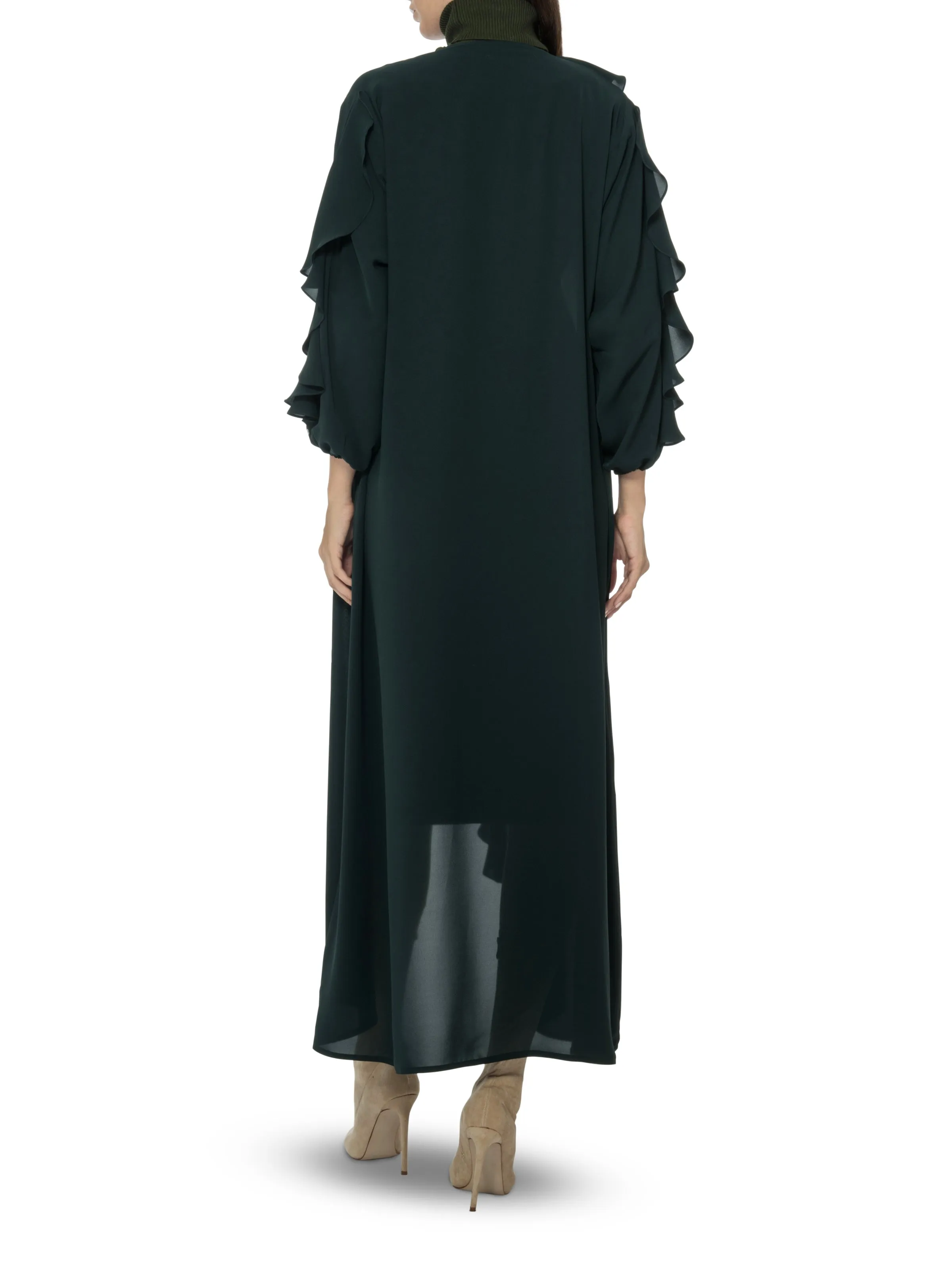 Green Frill Open Abaya