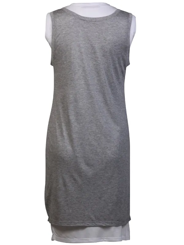 Grey and white Sleeveless Double Top