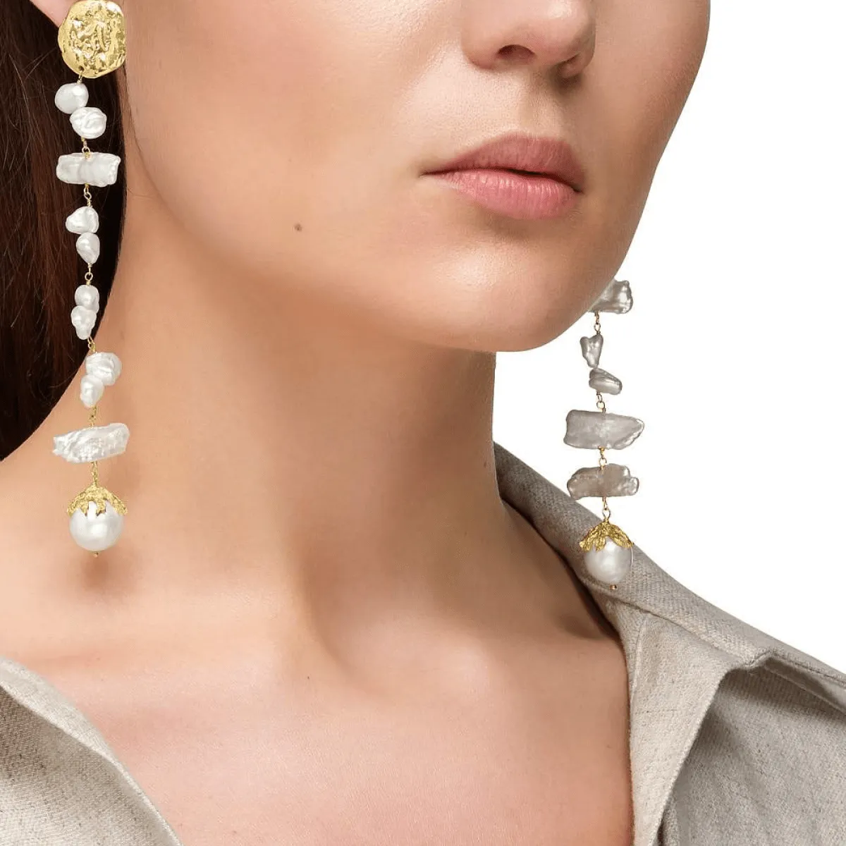 Handmade Long Pearl Drop Earrings