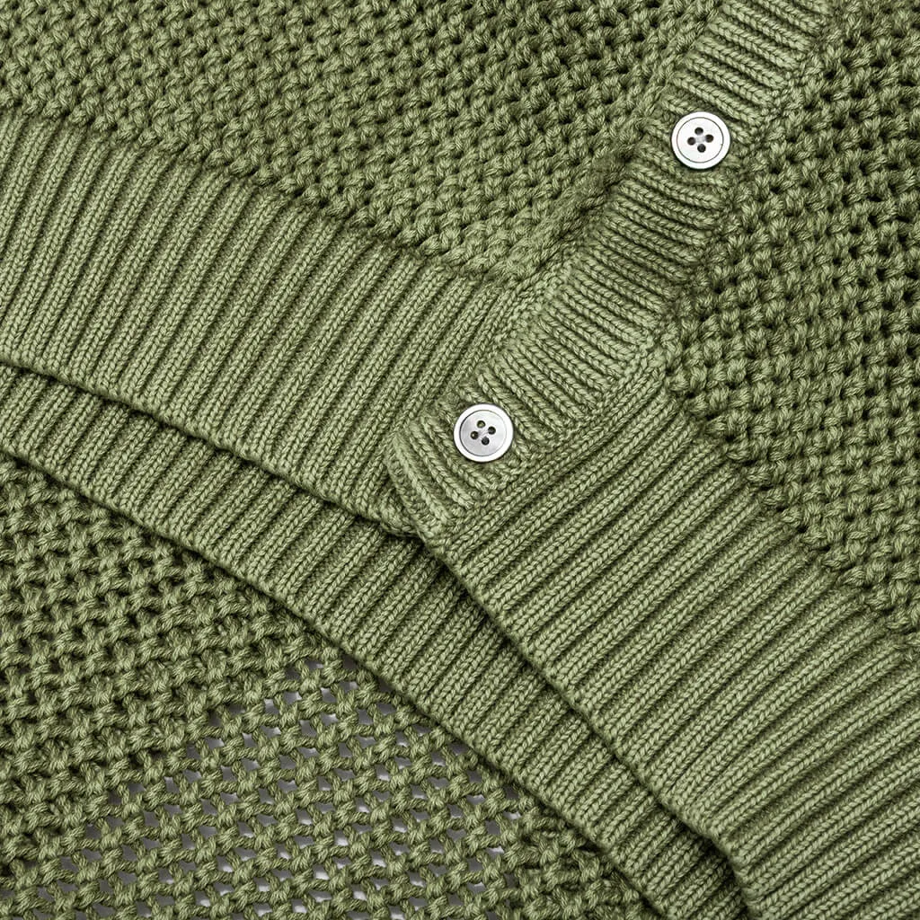 Olive Loose-Fit Gauge Cardigan