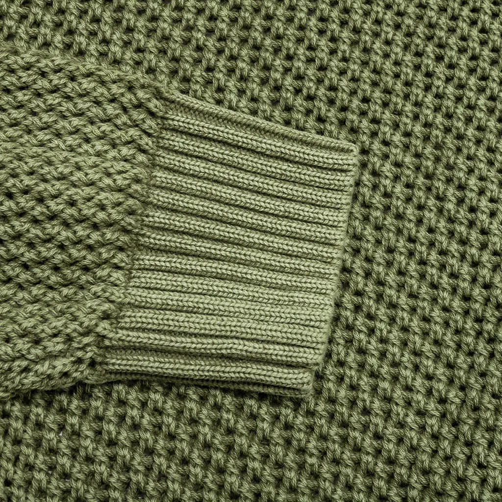 Olive Loose-Fit Gauge Cardigan