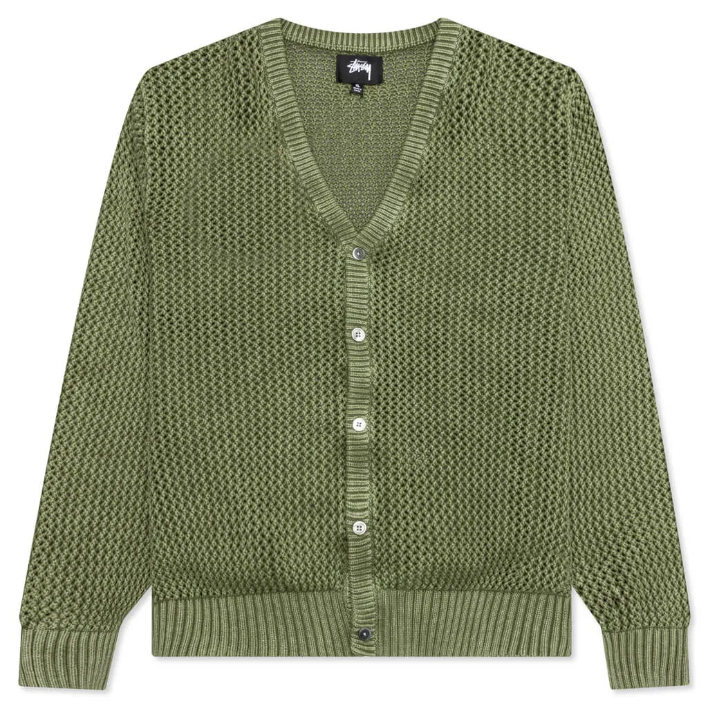 Olive Loose-Fit Gauge Cardigan