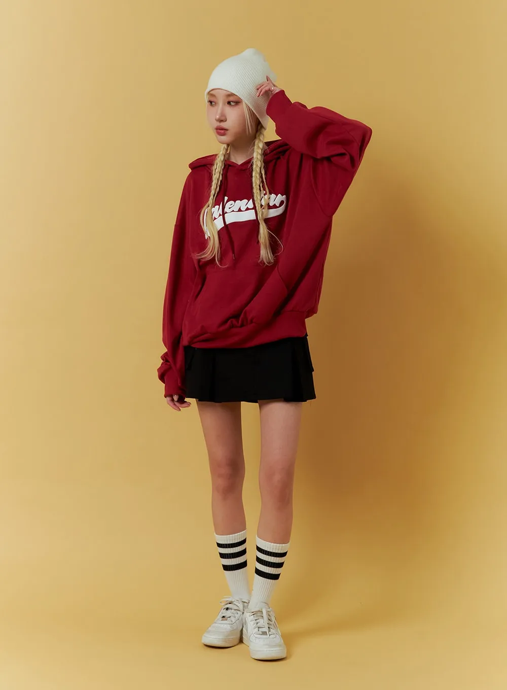 Oversized Graphic Lettering Hoodie IF408