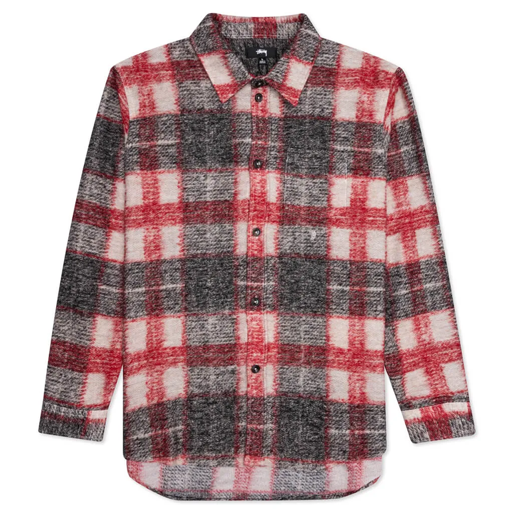 Plaid Knit Shirt - Red