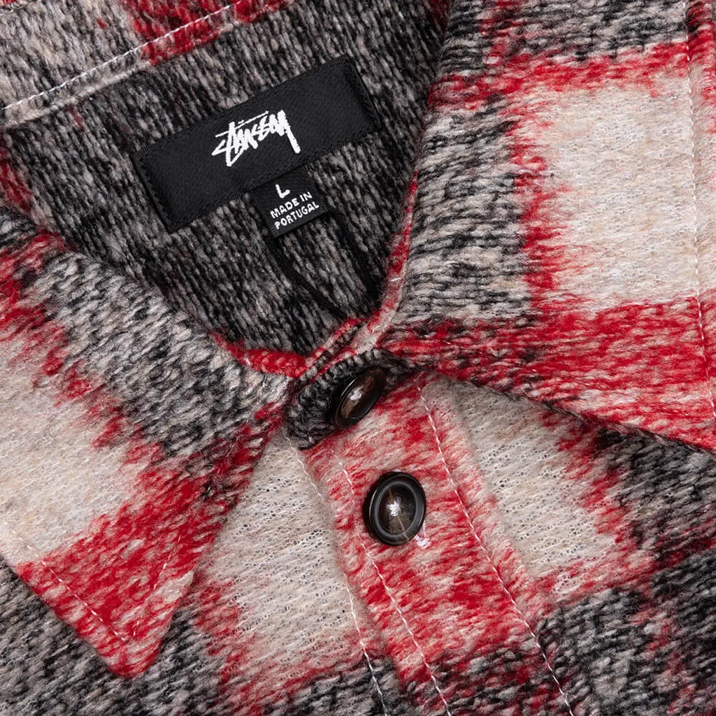 Plaid Knit Shirt - Red