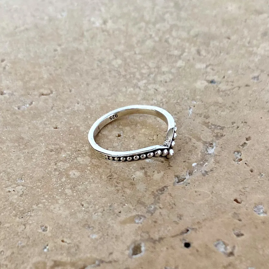 Silver Patterned Half Wishbone Ring