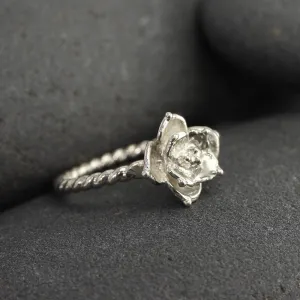 Succulent Flower Ring II in Silver