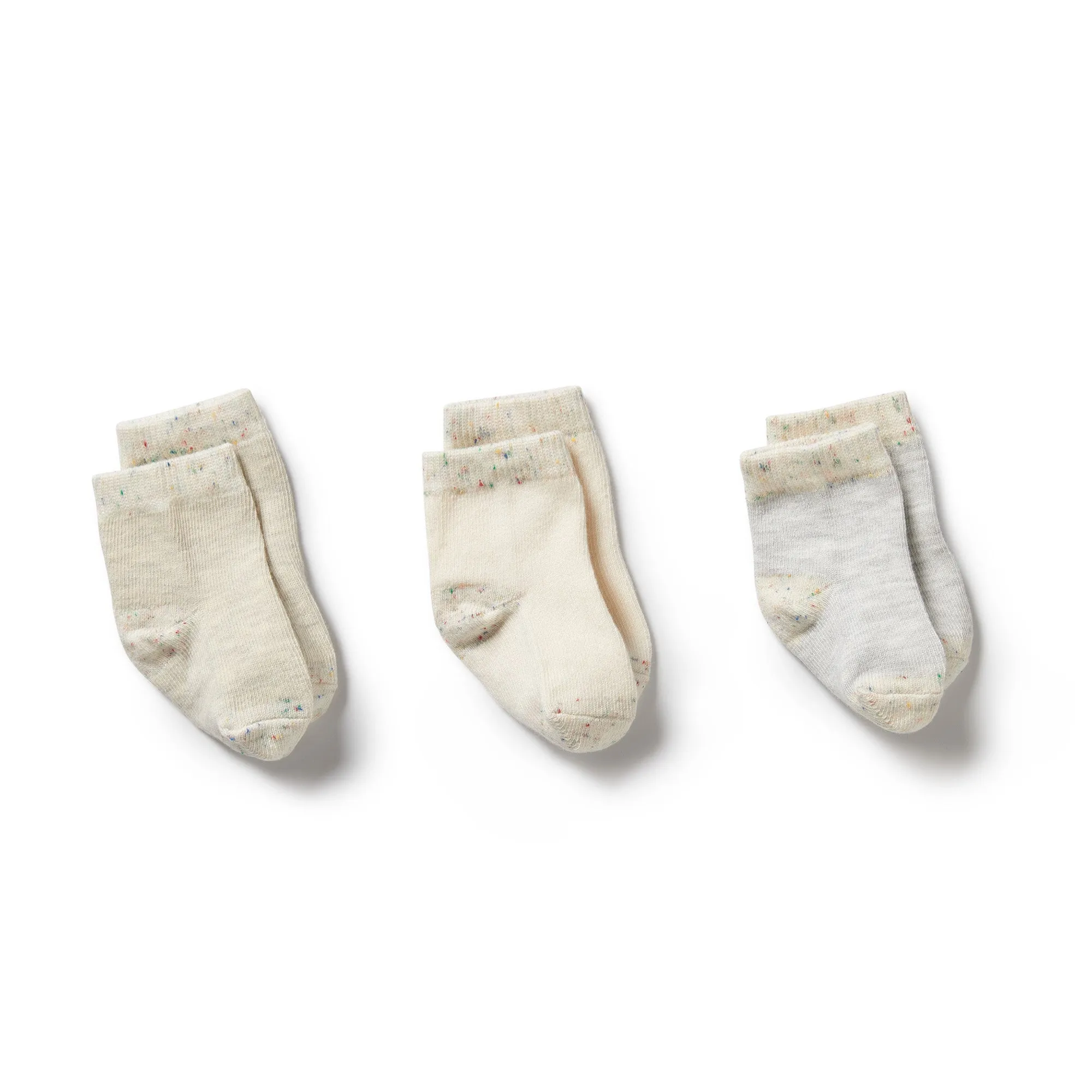 Wilson   Frenchy Organic 3 Pack Baby Socks - Cream, Oatmeal, Grey Cloud -